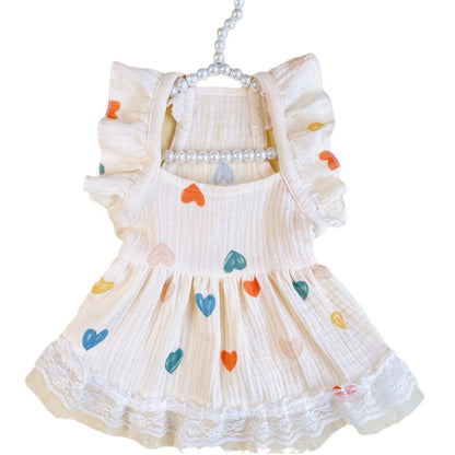 Ozzie - Light Yellow Heart Detail Ruffle Sleeve Pet Dress