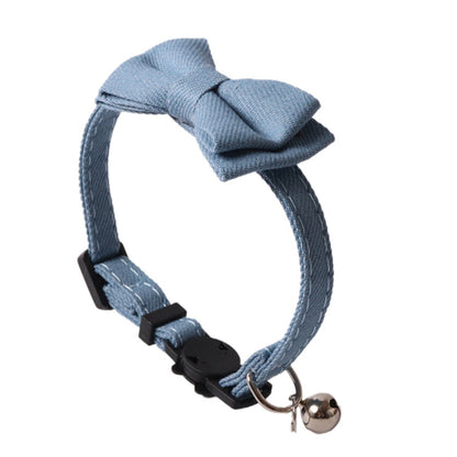 Close-up of Mokka stripe bow tie cat collar highlighting bow tie detail