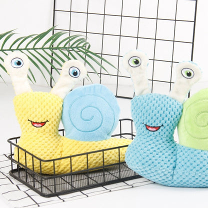 Petkin Snail Plush Dog Toy with a soft snail design and colorful shell