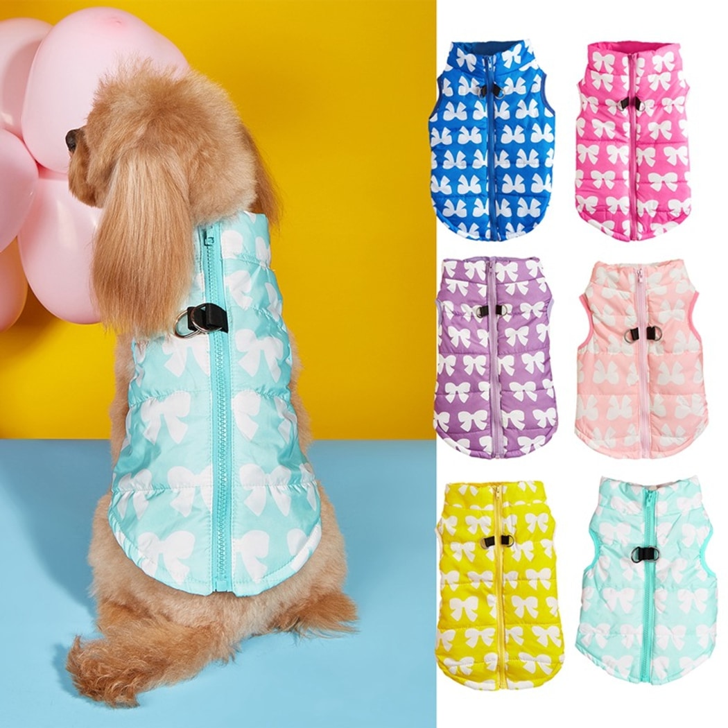 Ozzie - Bow Print Dog Vest With Leash Hole