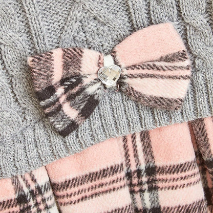 Ozzie - Bow Detail Knit Look Dog and Cat Dress