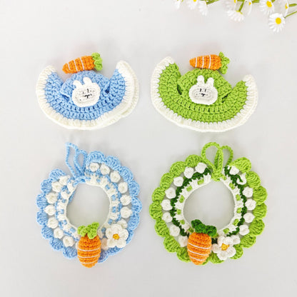 Mokka crochet carrot cat collar displayed flat showing full length and clasp