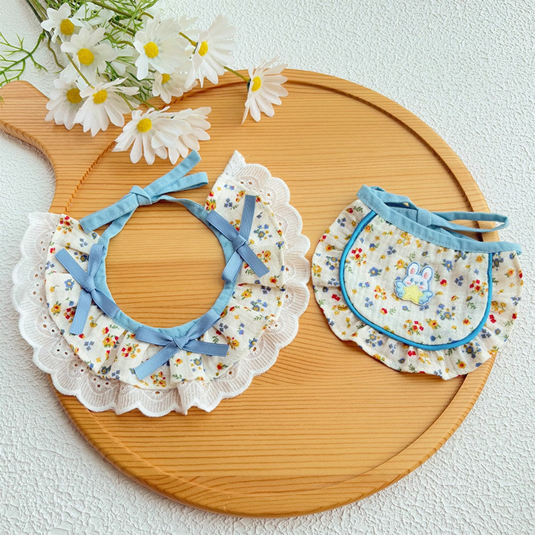 Mokka - Floral Ruffle Lace Cat Bib