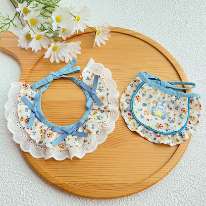 Mokka - Floral Ruffle Lace Cat Bib