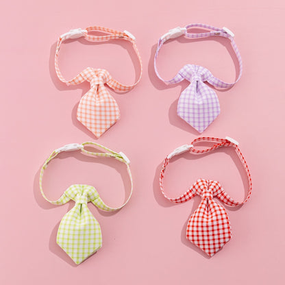 Mokka - Gingham Tie Neck Accessory Cat Collar
