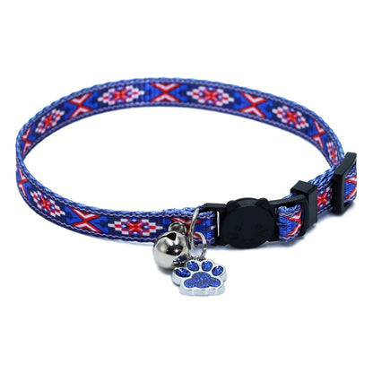 Mokka Boho Pattern cat collar shown next to a ruler for size reference