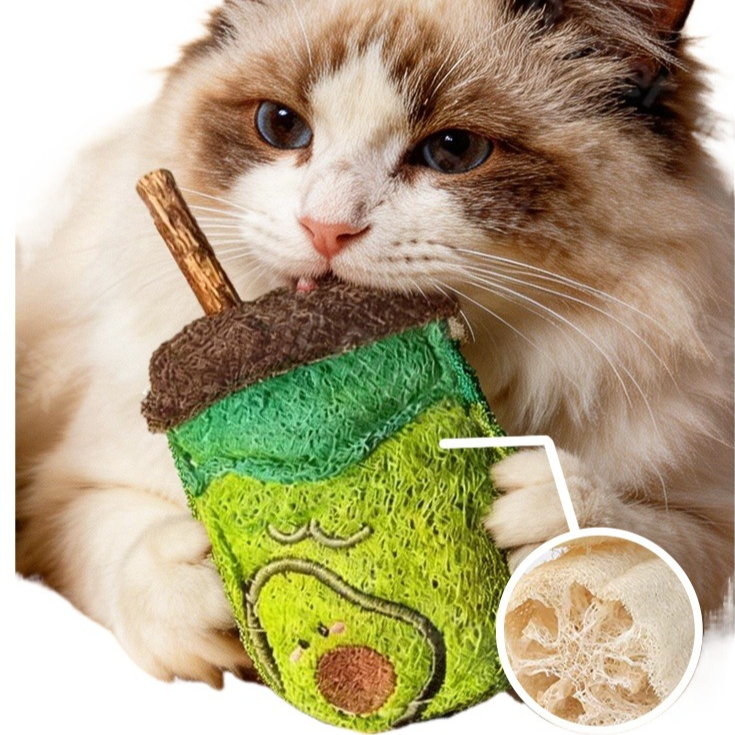 Moo - Cute Coffee Cup Loofah Cat Toy