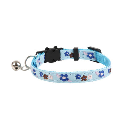 Mokka Spring Flower Cat Collar with a small bell attached