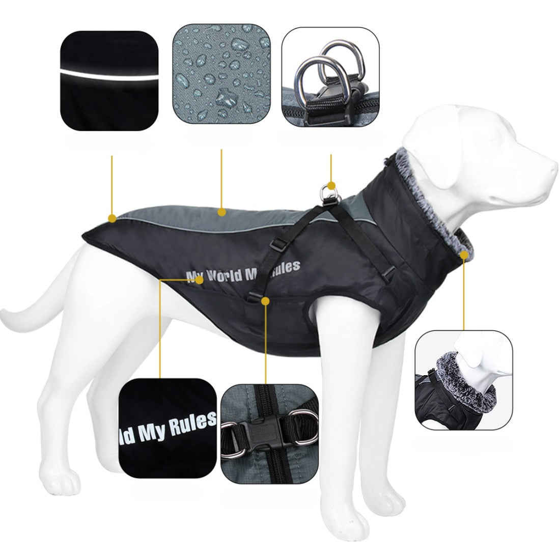 Ozzie - Waterproof Reflective Winter Coat for Large Dogs