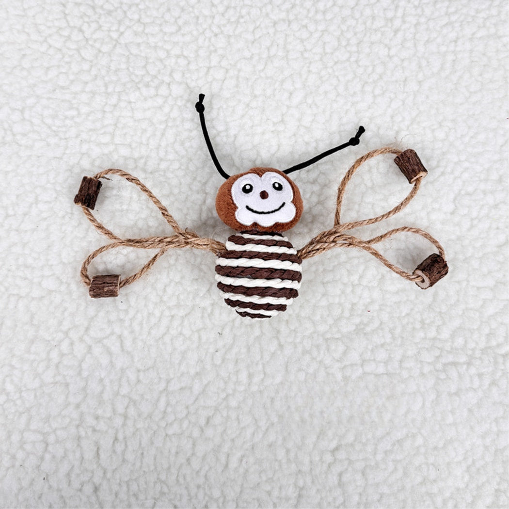 Moo - Striped Bee Shape Plush Cat Toy