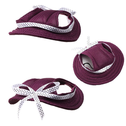Ozzie breathable mesh bow dog hat folded to show flexibility and lightweight fabric