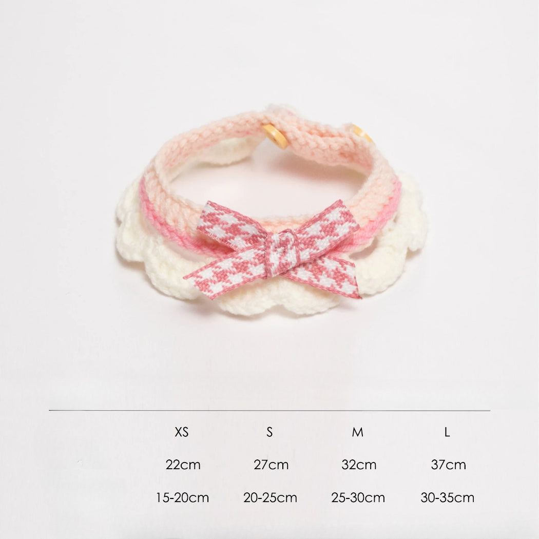 Mokka - Houndstooth Bow Scalloped Cat Neckwear