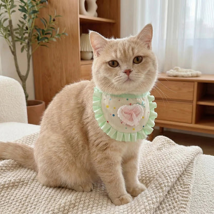Mokka - Heart-Bow Pleated-Ruffle Cat Neckwear