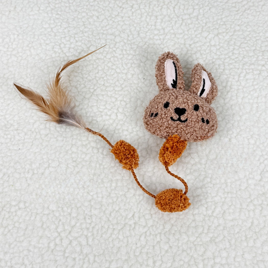 Moo - Bunny Face with Feather Cat Toy