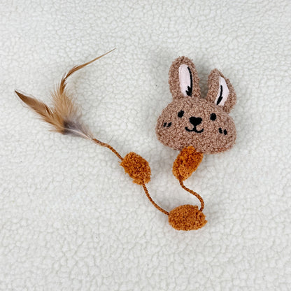 Moo - Bunny Face with Feather Cat Toy
