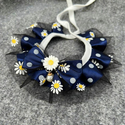 Mokka - Daisy Lace Ruffle Bow Pet Collar