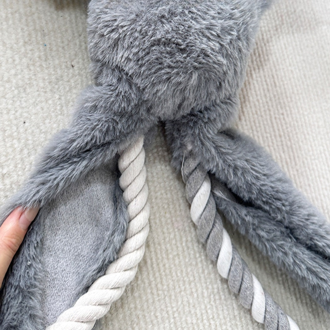 Petkin - Squeaky Plush Hippo Shaped Rope Design Dog Toy