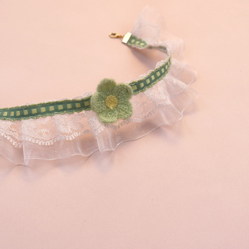 Mokka - Floral Lace Ruffle Decorative Cat Collar