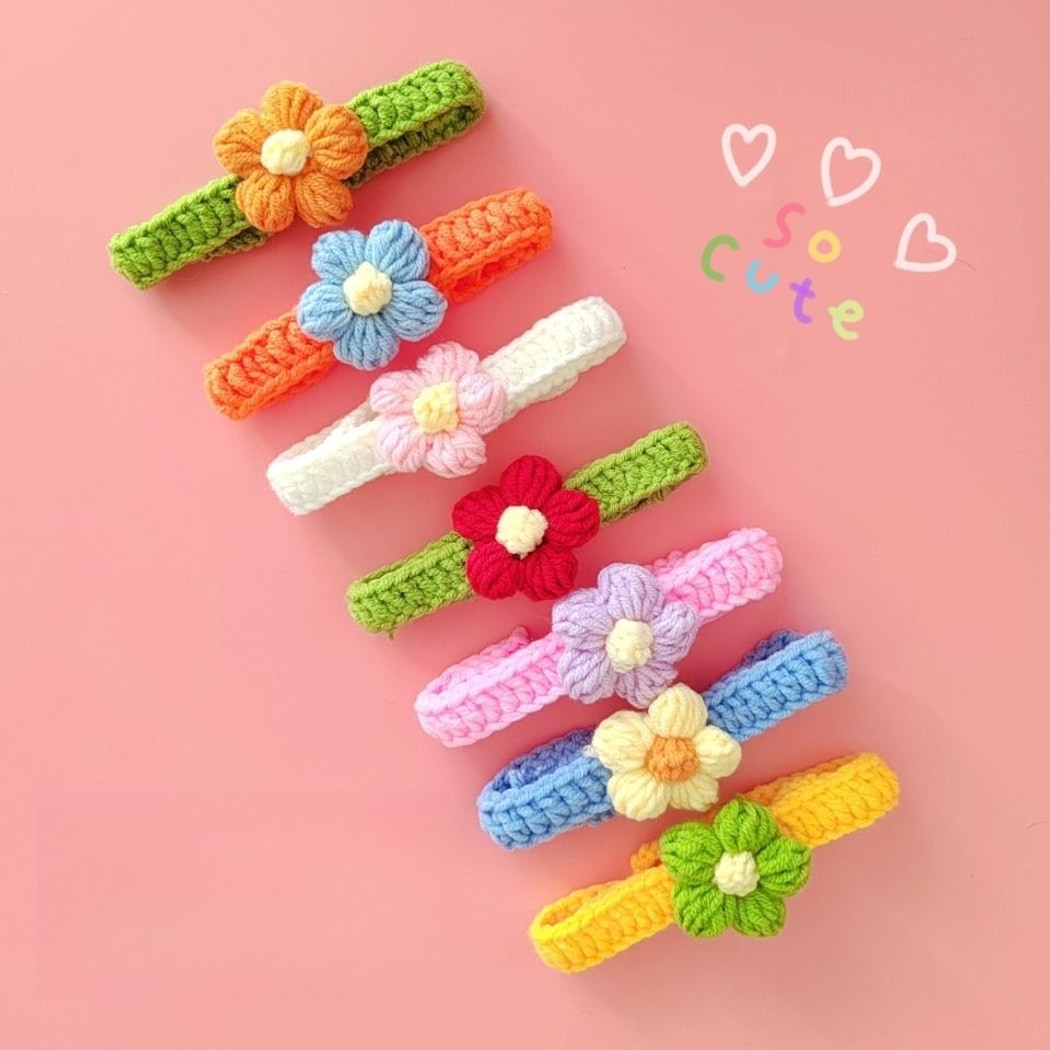 Mokka - Floral Knit Cat Decorative Collar