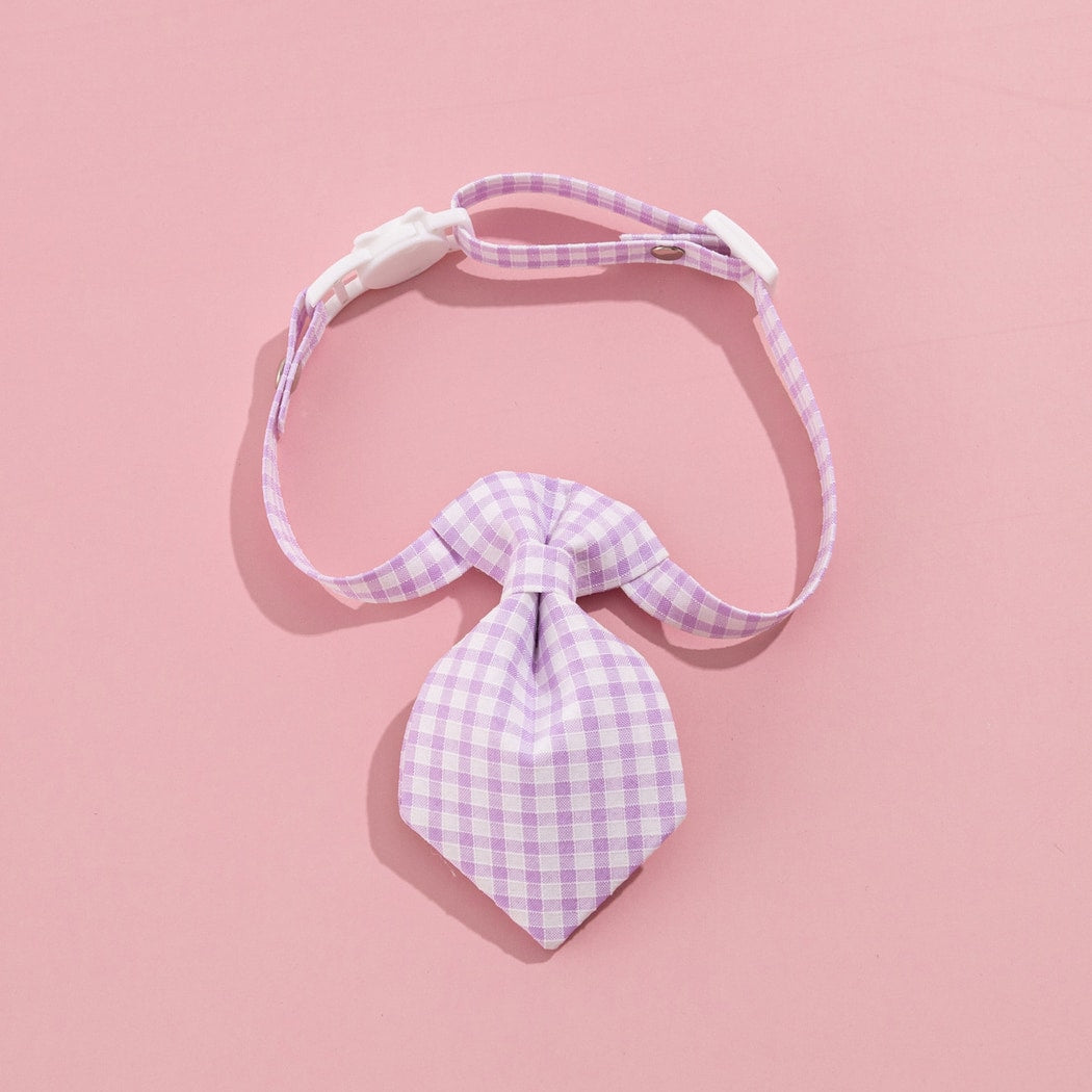 Mokka - Gingham Tie Neck Accessory Cat Collar