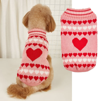 Ozzie - Heart Pattern Turtleneck Knit Pet Sweater