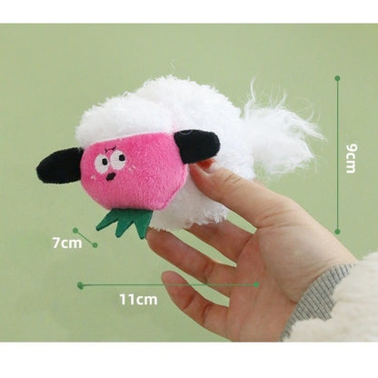 Petkin sheep plush dog toy positioned upright on a plain surface