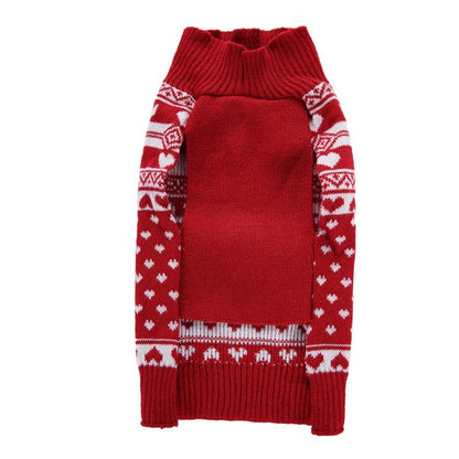 Ozzie - Festive Snowflake Heart Pattern Dog Sweater