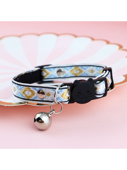 Mokka cat collar displayed flat showing full length and diamond weave texture