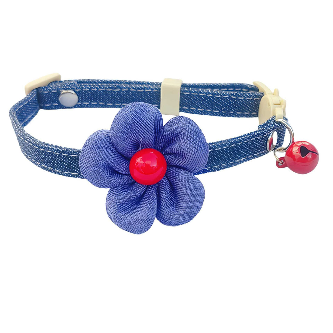 Mokka cat collar with bell and polka dot bow laid flat