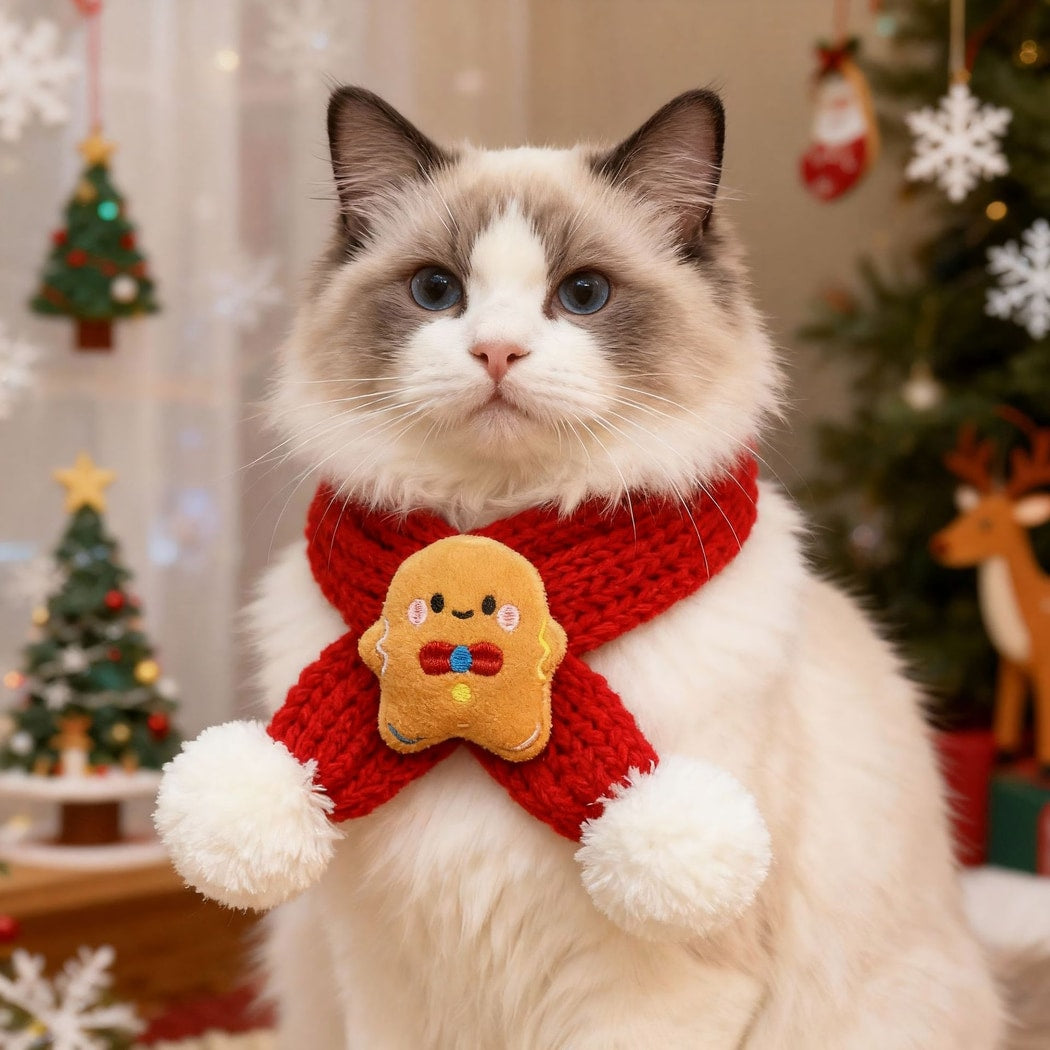 Christmoo - Cartoon Christmas Knit Pet Scarf