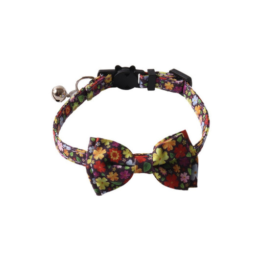 Mokka - Floral Bow Tie Cat Collar with Bell