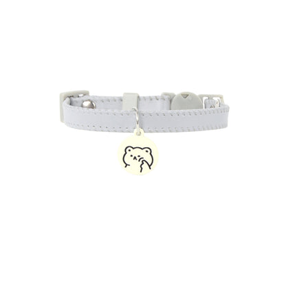Mokka cat collar packaging with cartoon charm visible through clear window on box