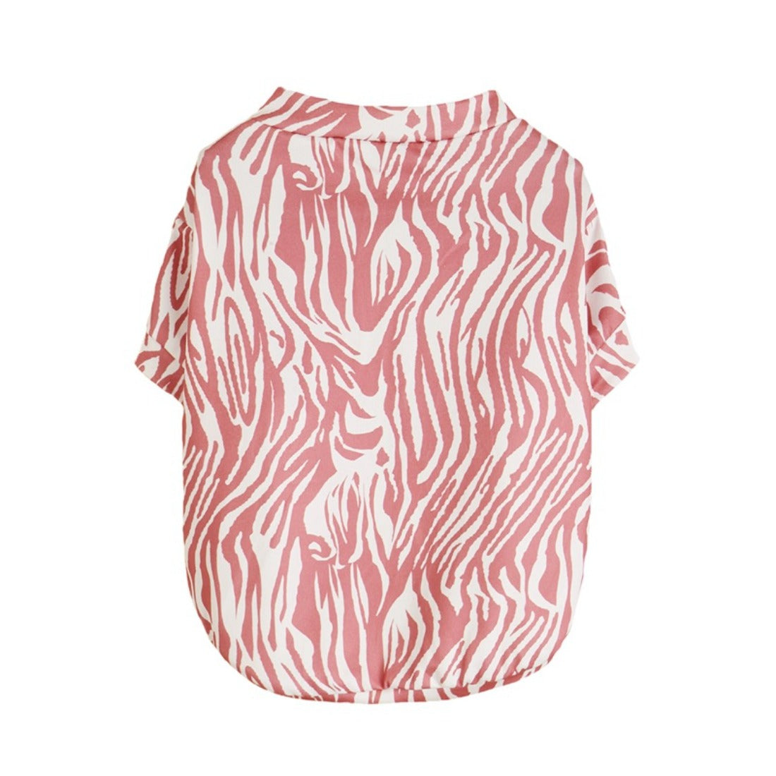 Back view of dog in Ozzie zebra print t-shirt showing fit and design