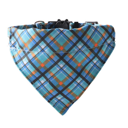 Mokka Plaid Breakaway Cat Collar laid flat displaying full length and pattern