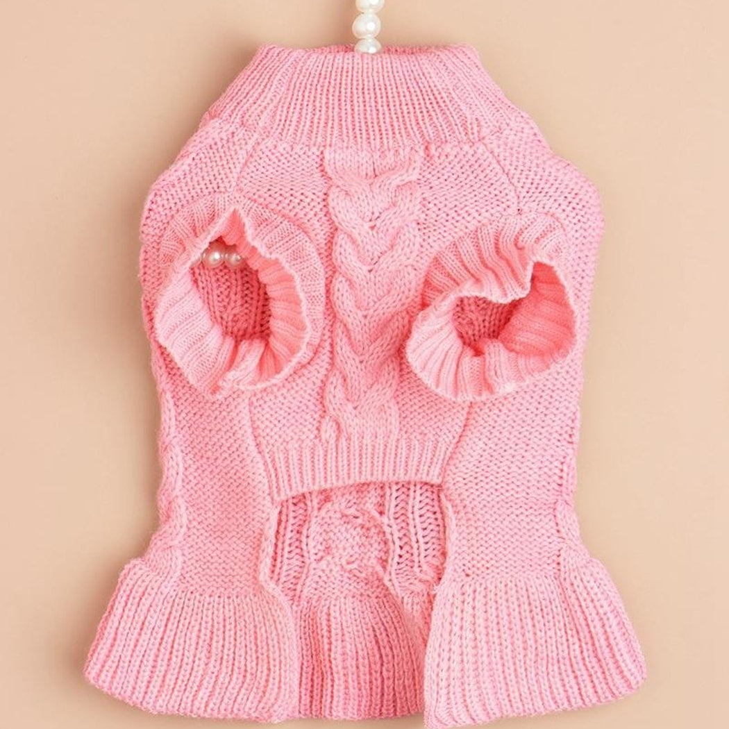 Ozzie - Ruffle Hem Pet Sweater Dress