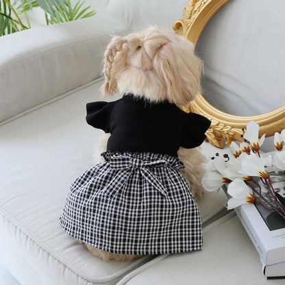Ozzie - Flutter Sleeve Gingham Pet Clothing Dress