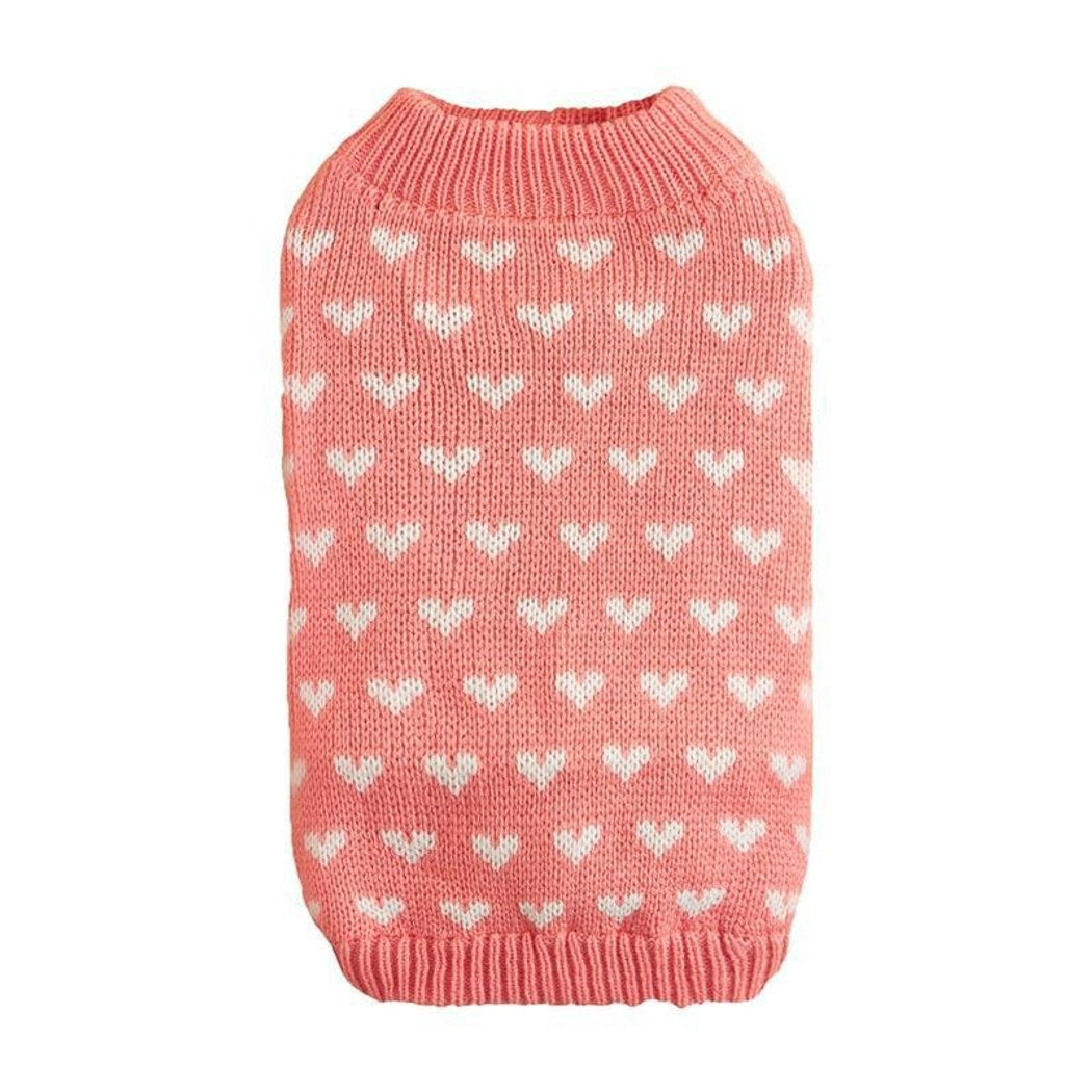 Ozzie - Heart Pattern Ribbed Collar Dog Sweater
