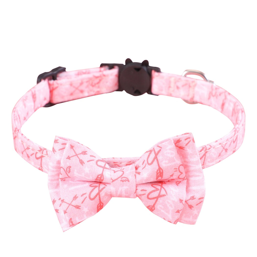 Mokka - Heart Print Bow Cat Collar
