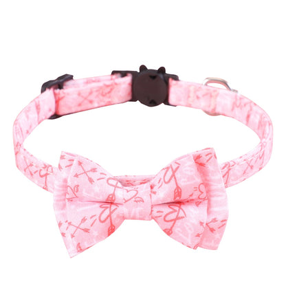 Mokka - Heart Print Bow Cat Collar