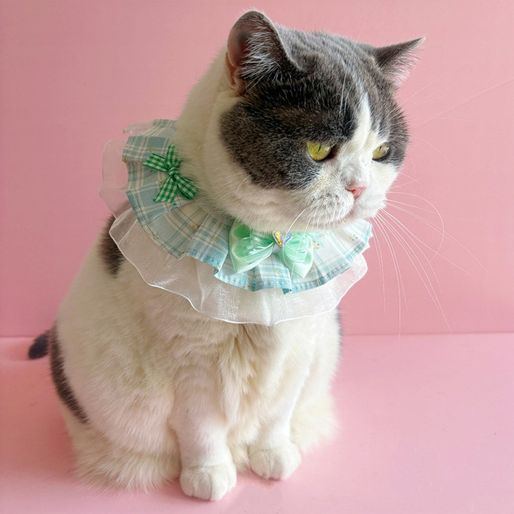Mokka - Princess Style Plaid Bow Cat Collar