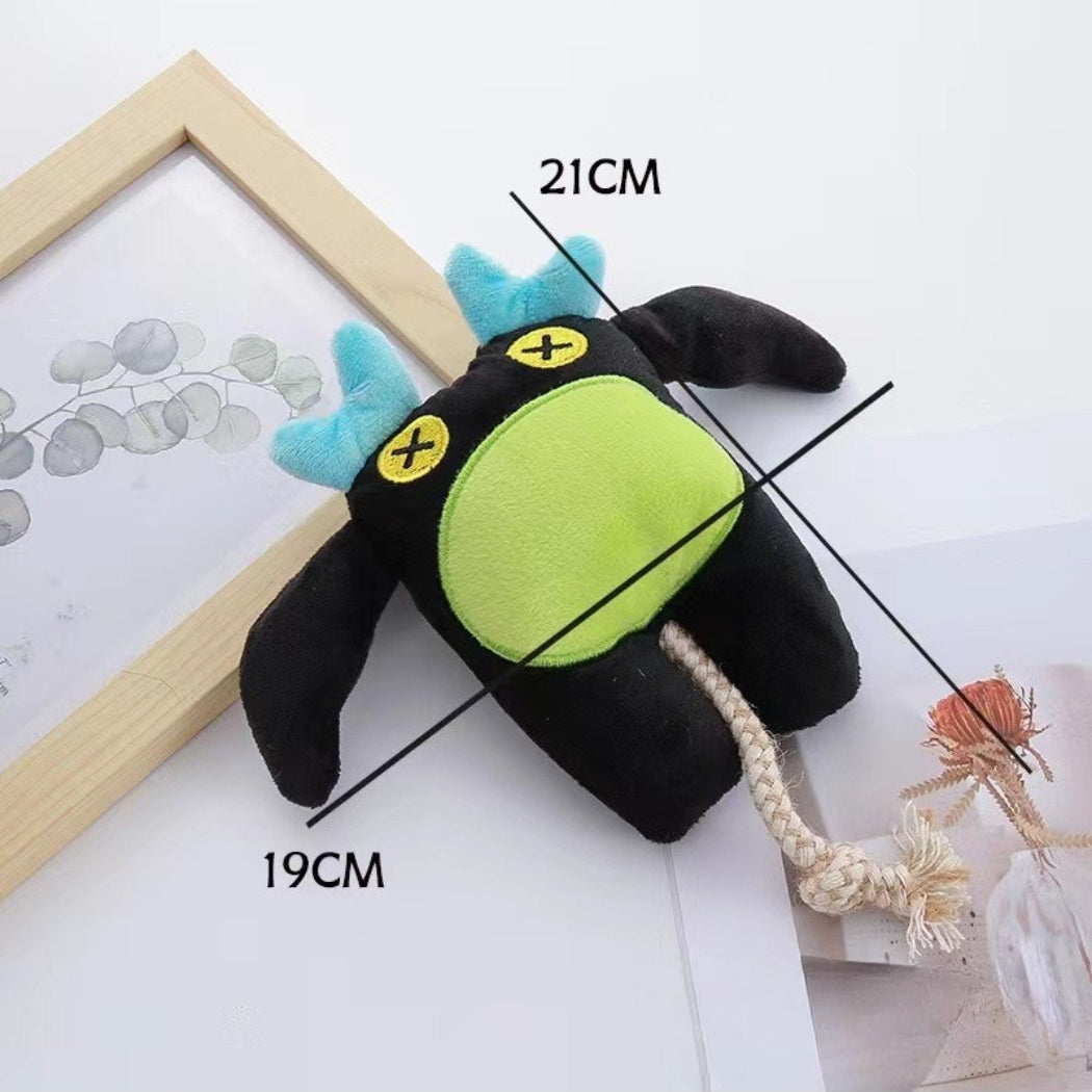 Petkin Monster Rope Plush Dog Toy displayed on white background