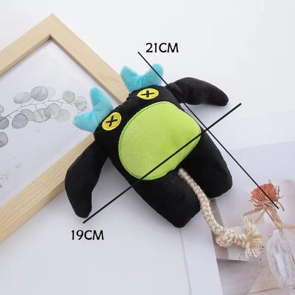 Petkin Monster Rope Plush Dog Toy displayed on white background