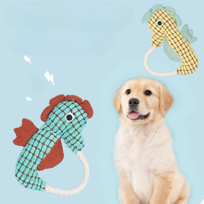 Petkin - Interactive Plush Seahorse Squeaky Dog Toy