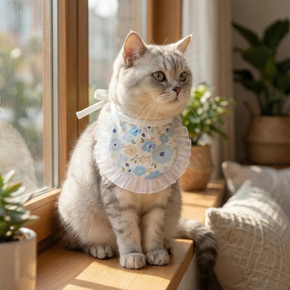 Mokka - Ditsy Floral Ruffle Cat Bib