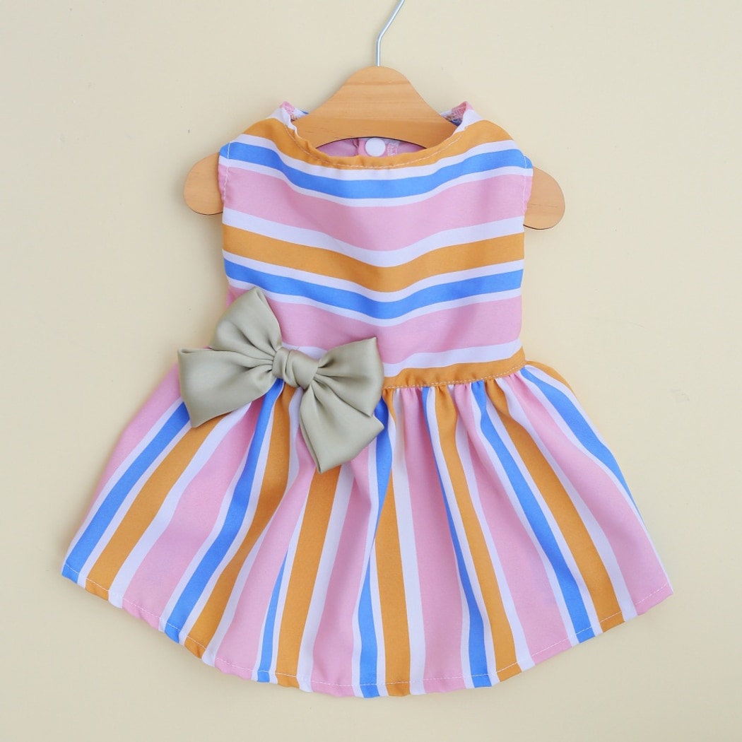 Ozzie - Colorful Striped Bow Pet Dress