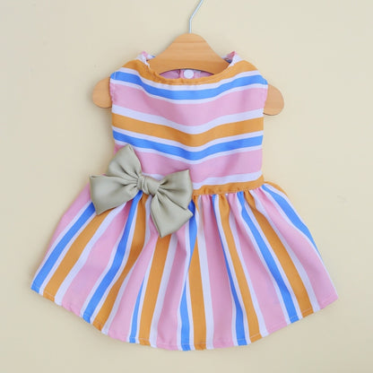 Ozzie - Colorful Striped Bow Pet Dress