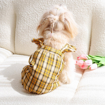 Ozzie - Plaid Ruffle Trim Dog and Cat Jumpsuit