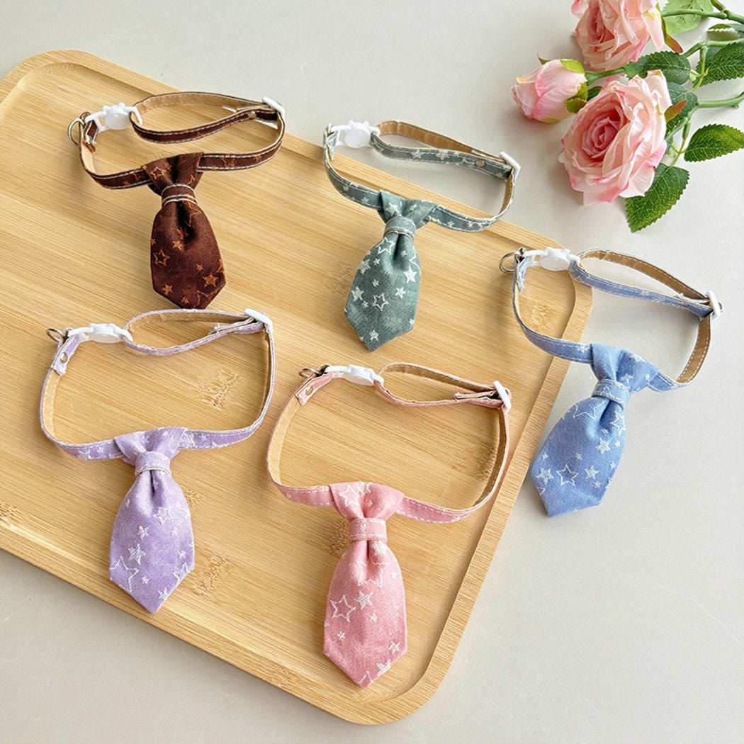 Mokka - Star Print Tie Style Cat Neck Collar