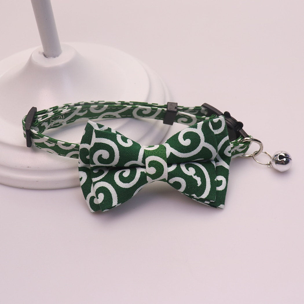 Mokka - Folksy Style Scroll Print Bow Cat Collar
