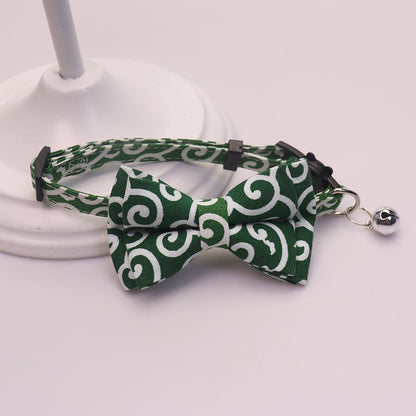 Mokka - Folksy Style Scroll Print Bow Cat Collar